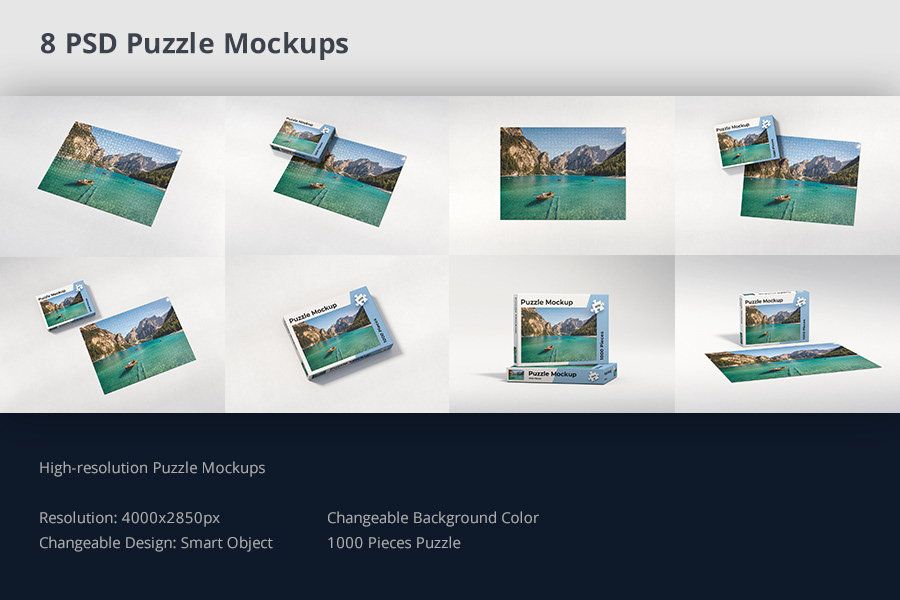 8款拼图拼板印花图案包装设计展示Ps贴图样机素材 Puzzle Mockup插图8 8款拼图拼板印花图案包装设计展示Ps贴图样机素材 Puzzle Mockup插图8