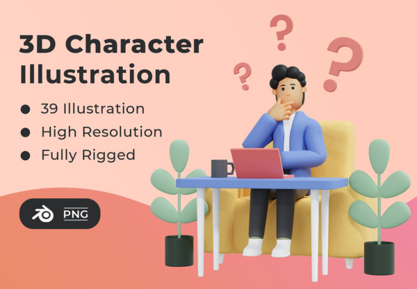 39款高质量人物角色3D插图设计素材 3D Character illustration