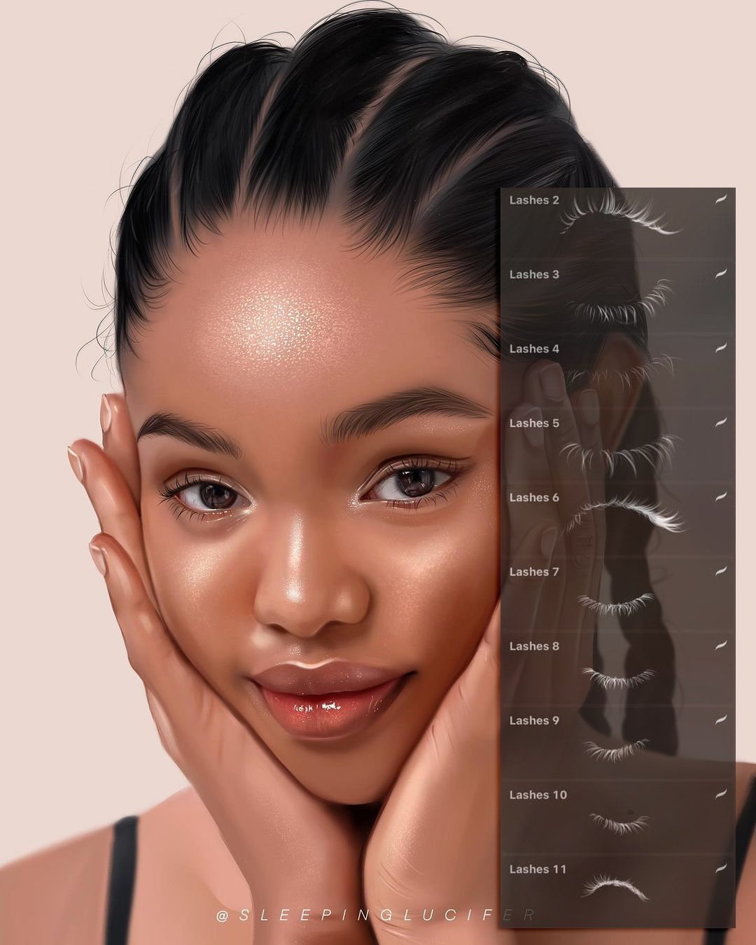 930款肖像绘画艺术头发唇印雀斑iPad Procreate笔刷素材套装 930 Procreate Makeup Brushes插图11