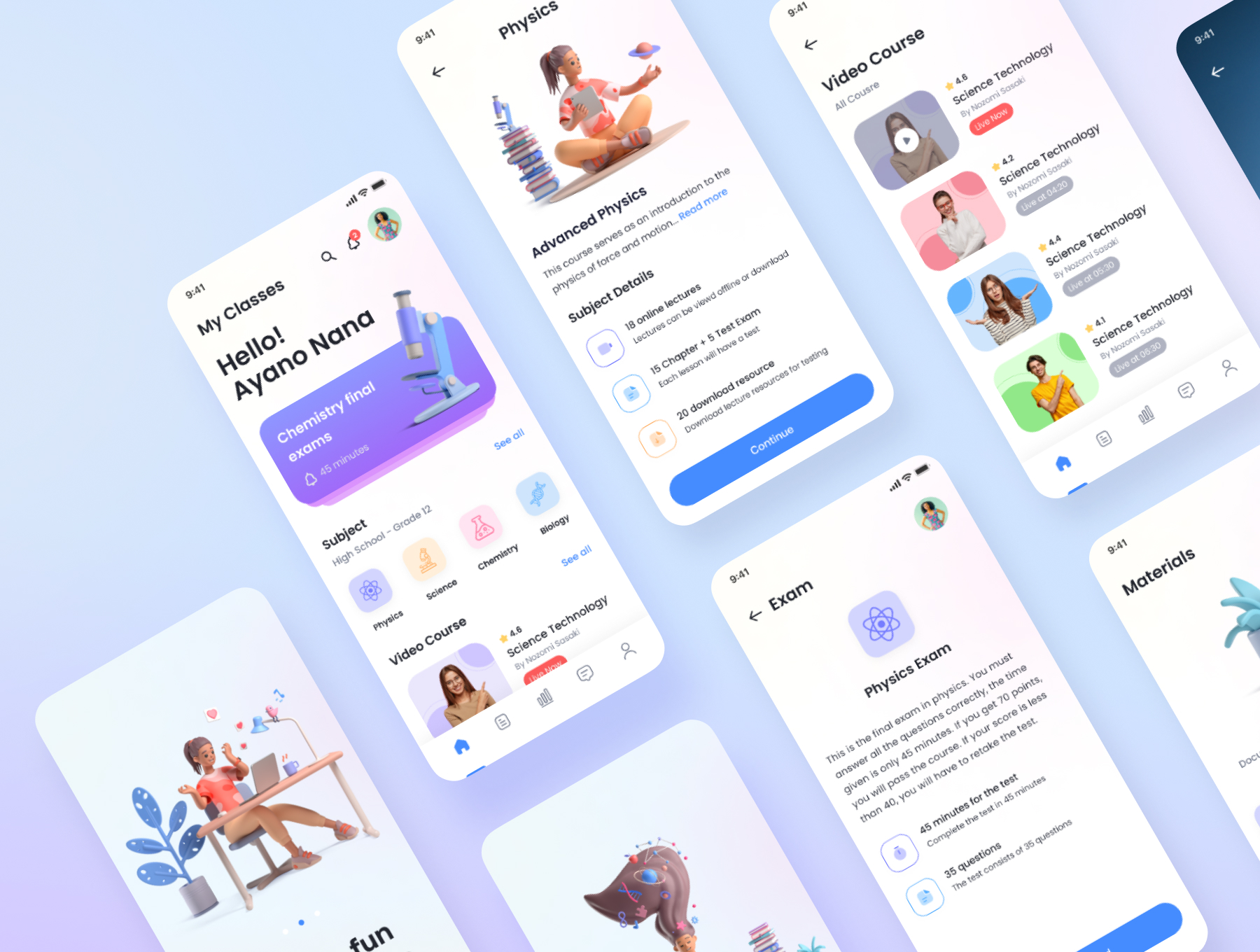 时尚在线学习教育应用程序APP界面设计模板套件 Education App UI Design Kit插图4