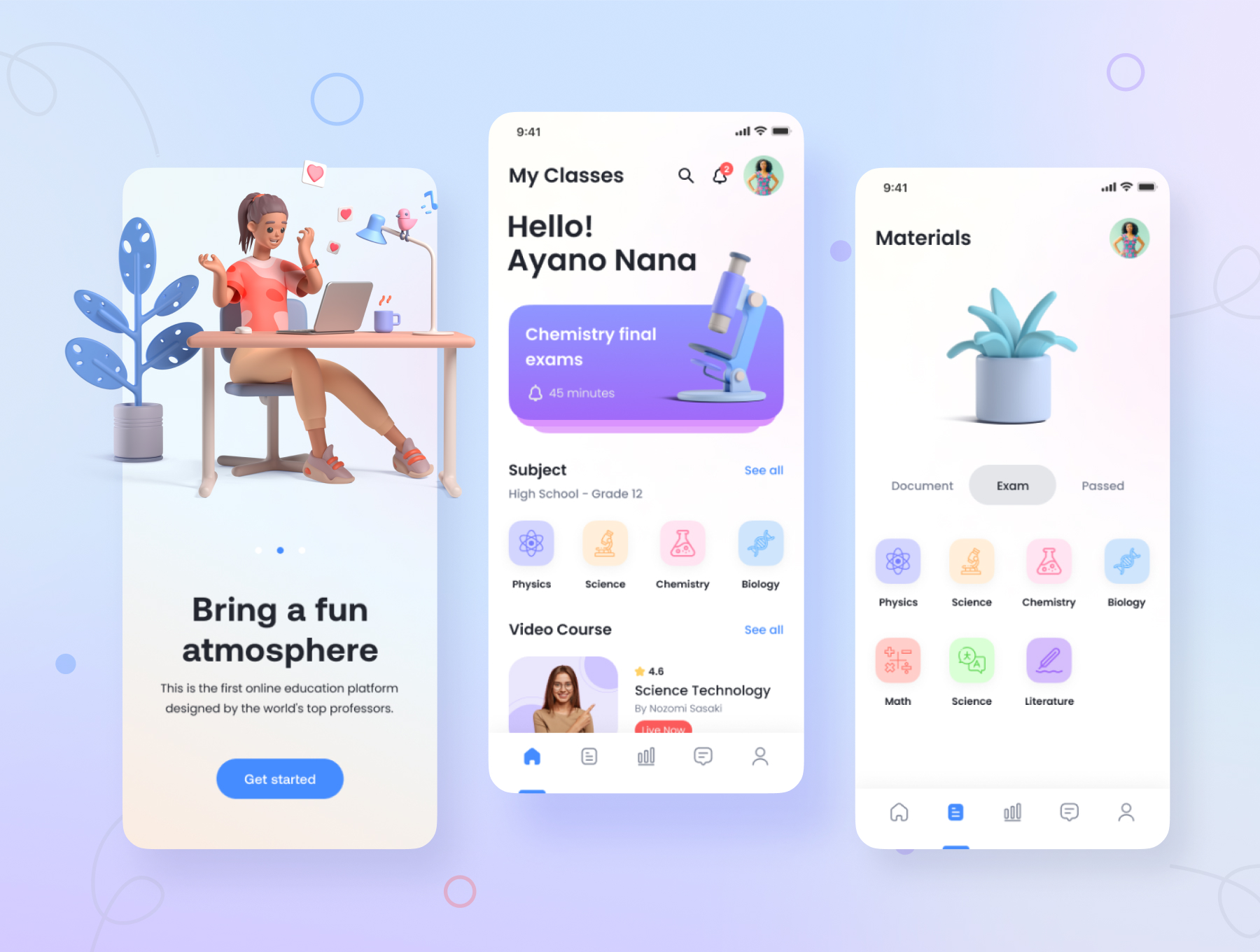 时尚在线学习教育应用程序APP界面设计模板套件 Education App UI Design Kit插图2