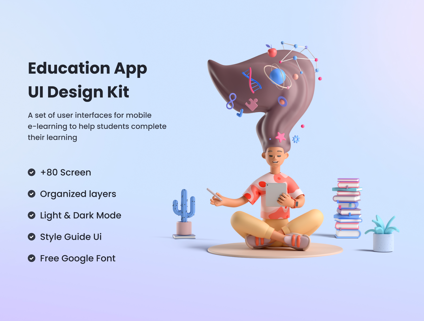 时尚在线学习教育应用程序APP界面设计模板套件 Education App UI Design Kit插图1