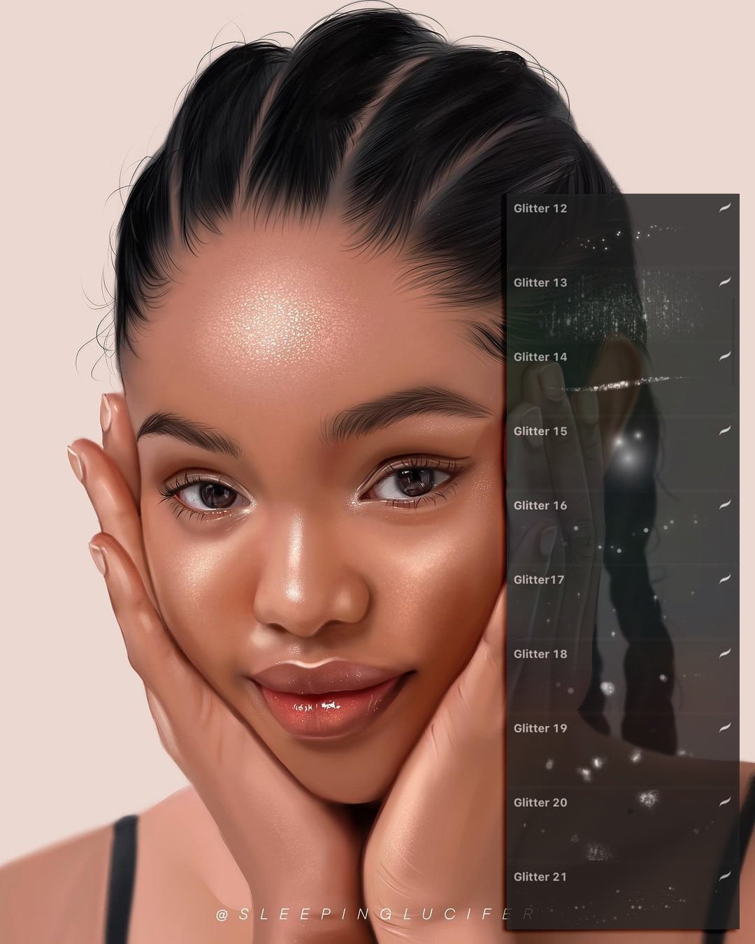 930款肖像绘画艺术头发唇印雀斑iPad Procreate笔刷素材套装 930 Procreate Makeup Brushes插图16