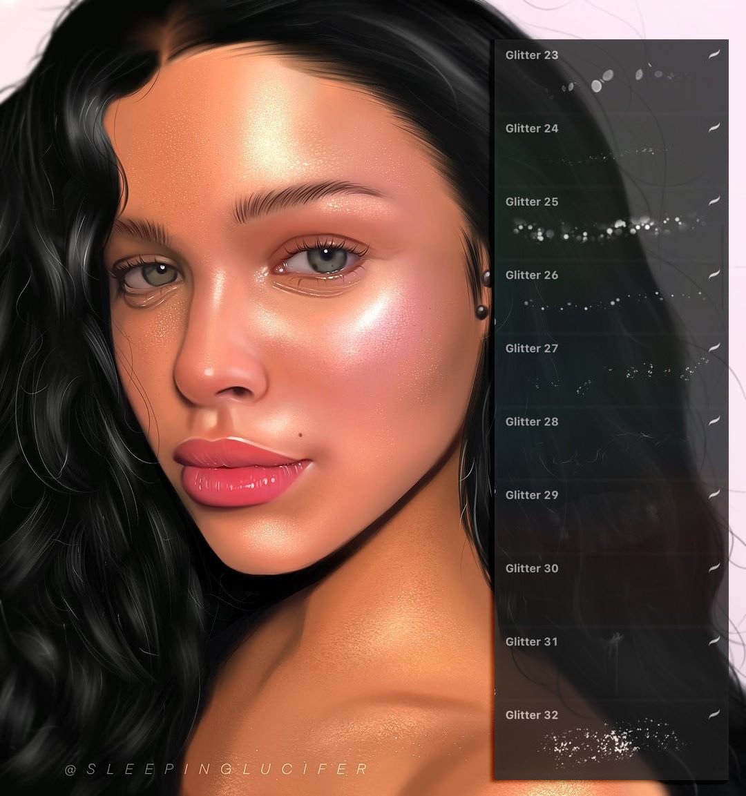 930款肖像绘画艺术头发唇印雀斑iPad Procreate笔刷素材套装 930 Procreate Makeup Brushes插图17