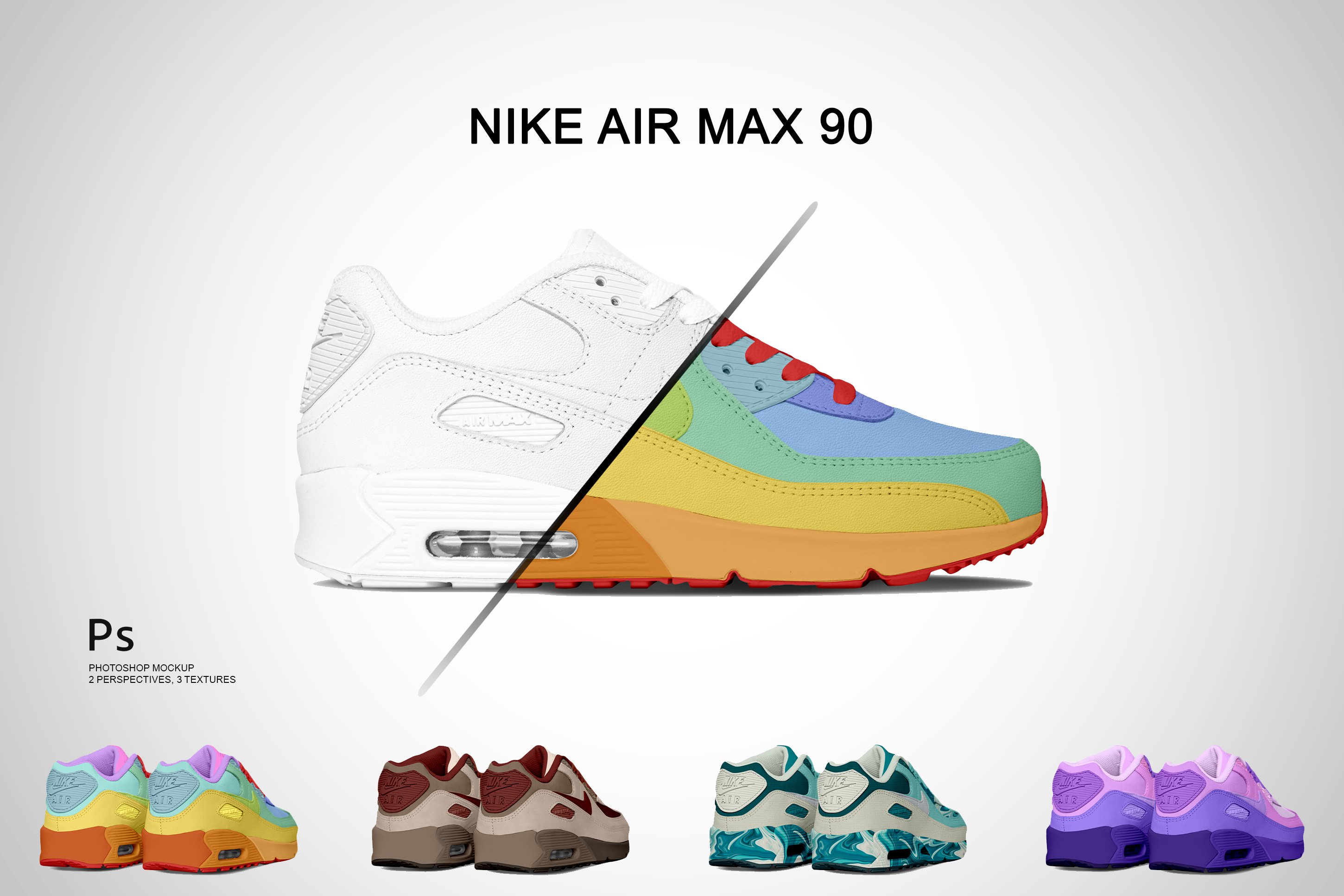 耐克air max 90运动鞋外观设计展示贴图样机 nike air max 90