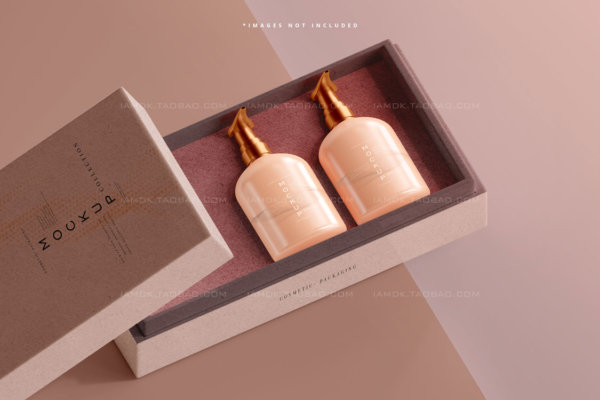 10款化妆品包装瓶包装盒设计Ps贴图样机 Cosmetic Bottle Box Mockup