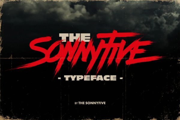 80年代复古电音专辑封面电影海报标题Logo设计手写英文字体素材 The Sonnyfive Typeface