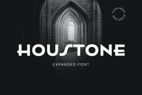 复古海报品牌标志设计无衬线英文字体 Houstone – expanded  extended Art Deco Font
