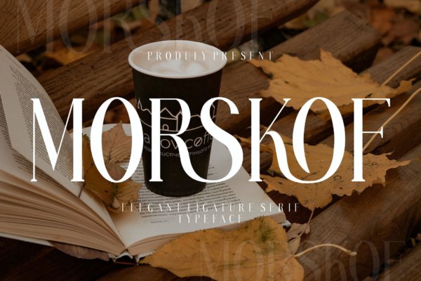 优雅杂志海报徽标logo设计衬线英文字体 MORSKOF Ligature Serif Typeface