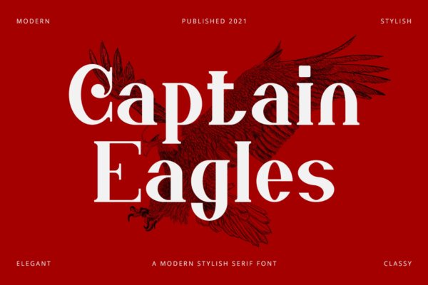 优雅杂志标签标识设计衬线英文字体 Captain Eagles – Modern Stylish