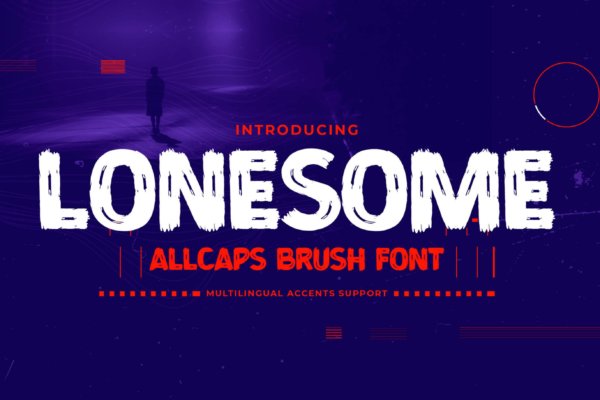 现代品牌海报标识设计无衬线英文字体 Lonesome – All Caps Brush Font