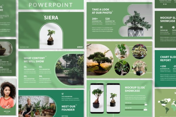 现代简约企业营销策划提案简报设计ppt+keynote模板 Siera – Eco Plant ppt+keynote Template