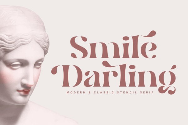 现代杂志品牌请柬设计衬线英文字体 Smile Darling