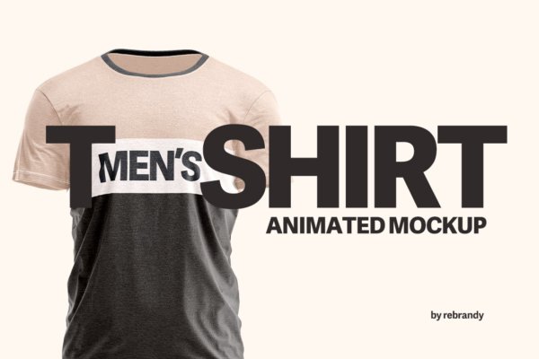 男式圆领短袖T恤印花图案设计展示Ps贴图样机素材 Men’s T-shirt Animated Mockups Set