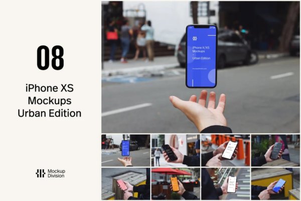 手持苹果手机iPhone X/XS屏幕演示样机模板下载 iPhone X/XS Mockups Urban Edition