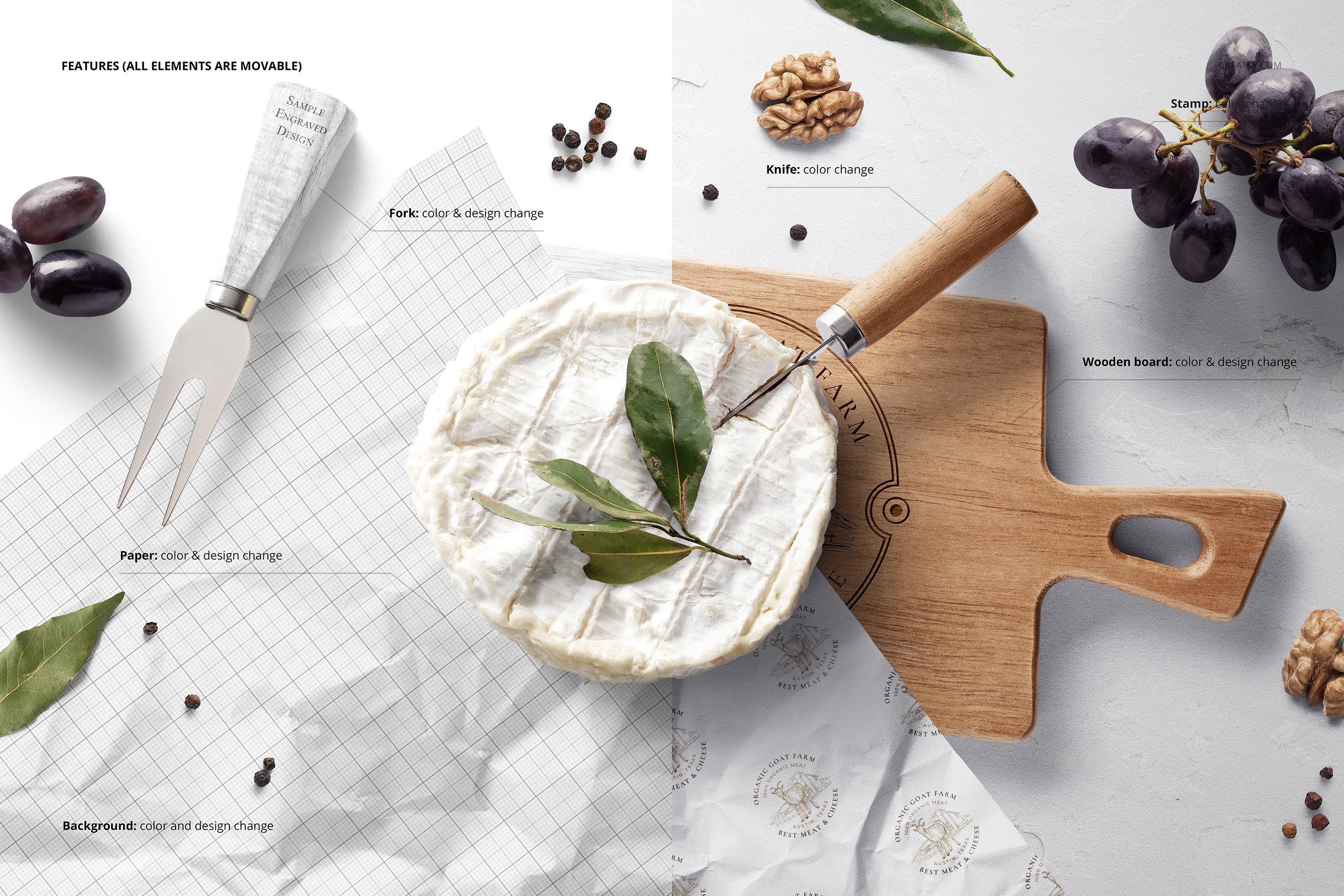 奶酪食品安全包装纸设计Ps智能贴图样机素材 Wrapping Paper Wooden Board Mockup插图3 奶酪食品安全包装纸设计Ps智能贴图样机素材 Wrapping Paper Wooden Board Mockup插图3