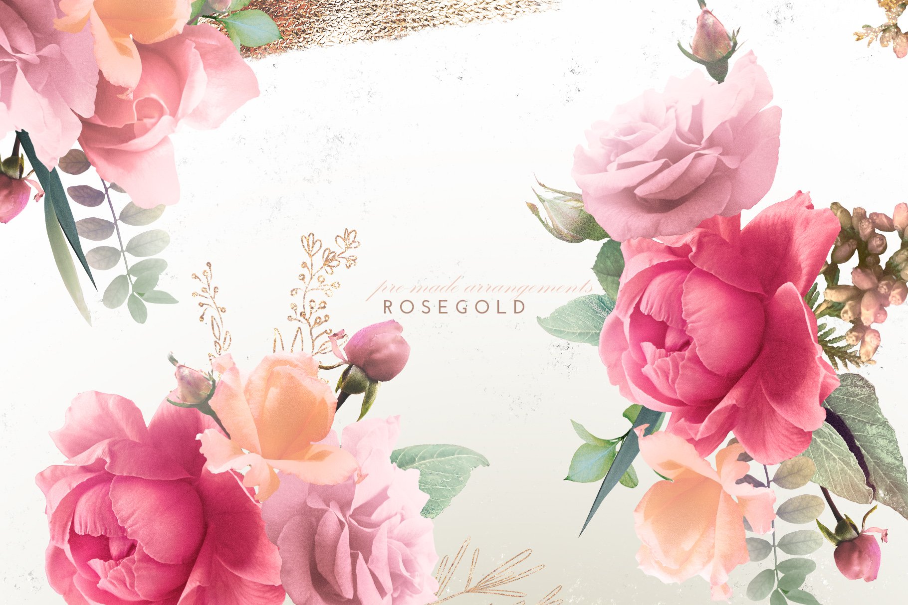 時尚優雅玫瑰花金色線條藝術png免扣背景圖片素材rosegoldcollection