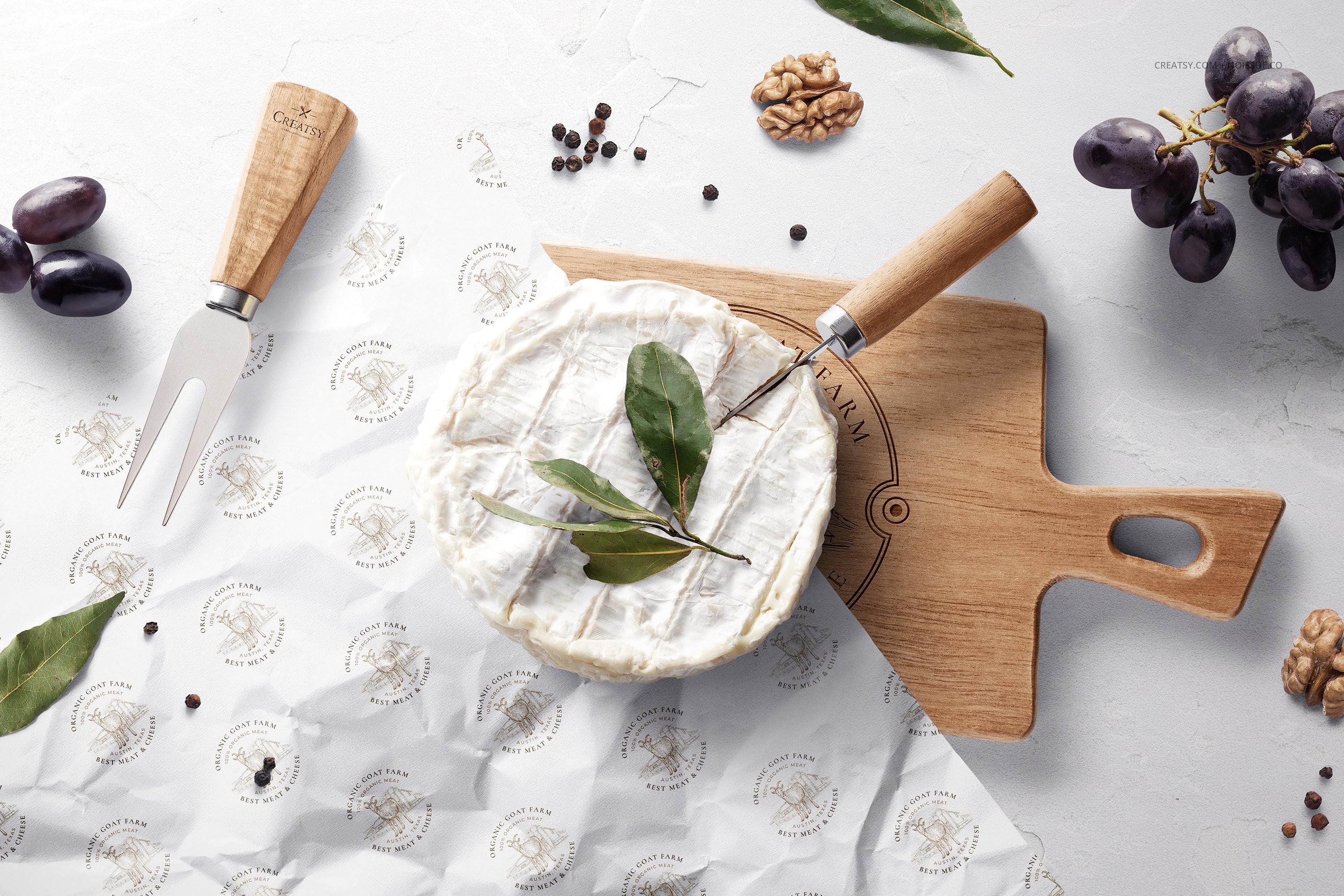 奶酪食品安全包装纸设计Ps智能贴图样机素材 Wrapping Paper Wooden Board Mockup插图4 奶酪食品安全包装纸设计Ps智能贴图样机素材 Wrapping Paper Wooden Board Mockup插图4