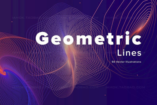 50款抽象未来科技不规则线条放射环形数字几何辅助图形矢量设计素材 Geometric Lines