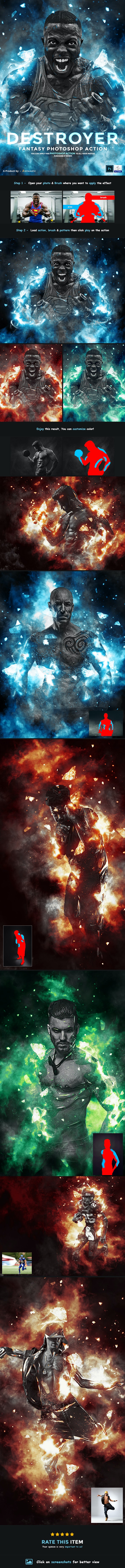 超酷暗黑科幻石头爆炸抽象能量烟雾照片效果Ps动作素材 Destroyer – Fantasy Photoshop Action插图 超酷暗黑科幻石头爆炸抽象能量烟雾照片效果Ps动作素材 Destroyer – Fantasy Photoshop Action插图
