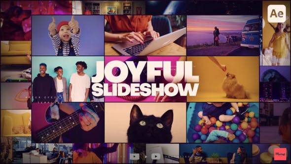 典雅网格照片幻灯片动态演示AE模板 Videohive – Joyful Slideshow