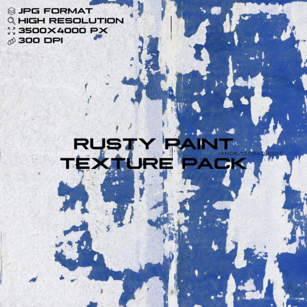 复古个性嘻哈街头破碎蓝色墙面做旧划痕肌理背景图片底纹设计素材 Rusty Paint Texture Pack