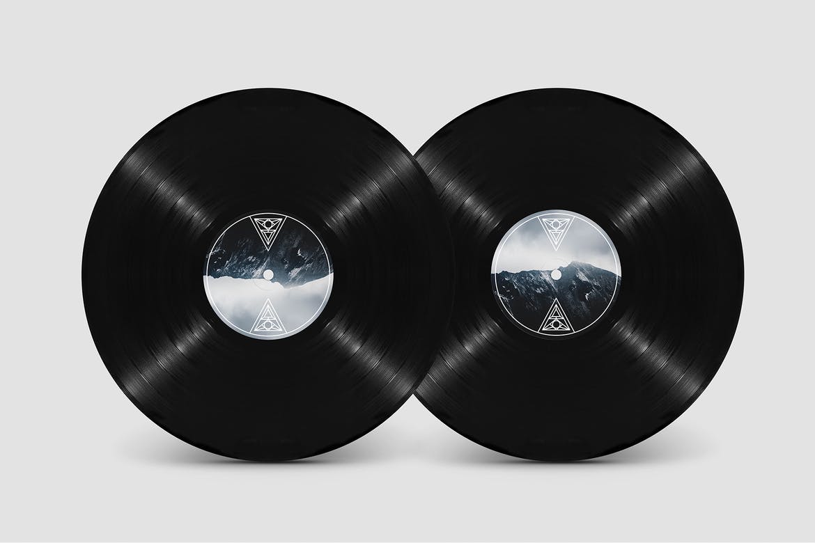 11复古黑胶片包装纸袋设计展示贴图样机模板vinylrecordmockups