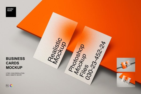 时尚极简质感商业名片卡片设计作品贴图Ps样机素材场景展示模板 Business Card Mockup