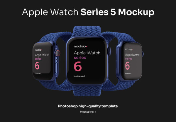 Apple苹果iWatch 6手表UI界面设计作品贴图Ps样机素材展示效果模板 Apple Watch Series 6 Mockup