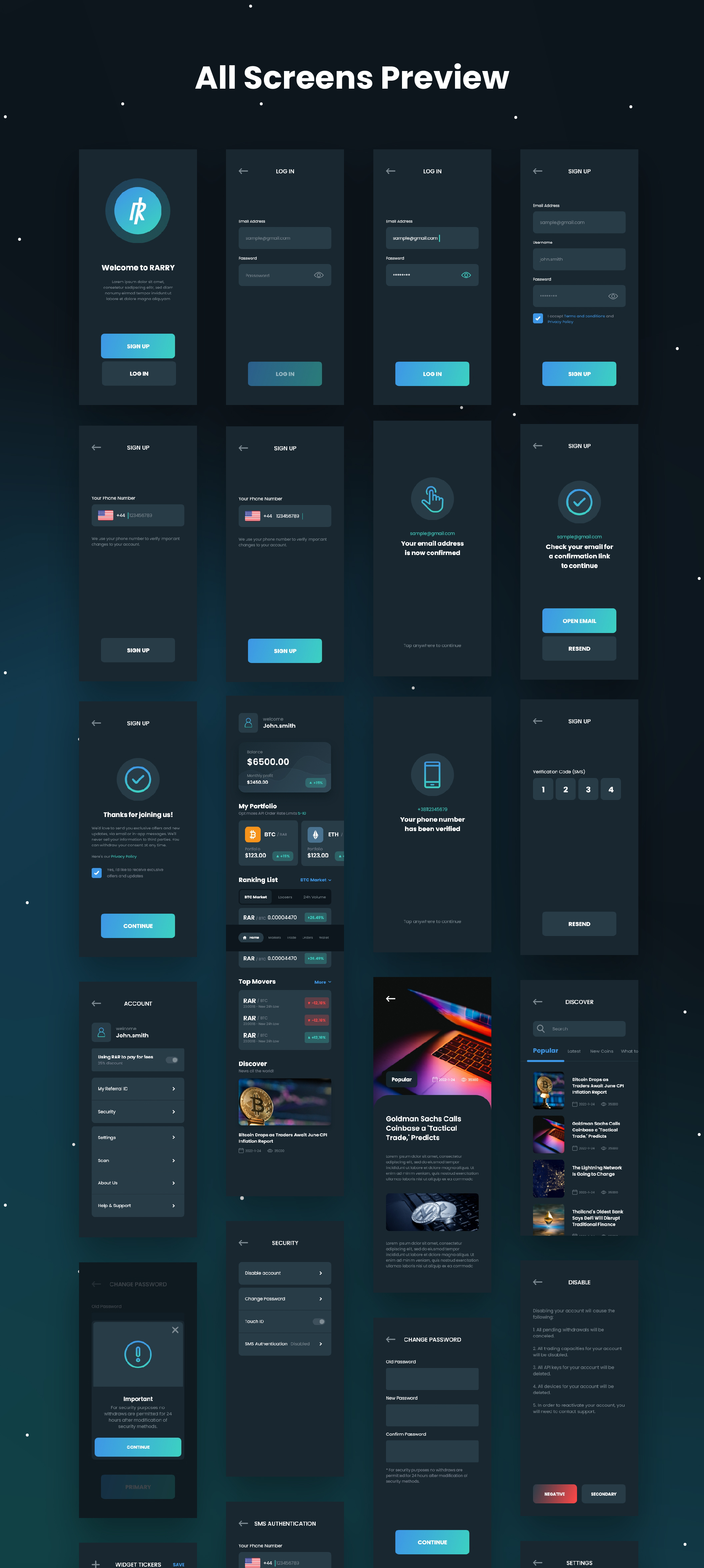 创意加密货币金融软件app界面设计模板 cryptocurrency ui kit –