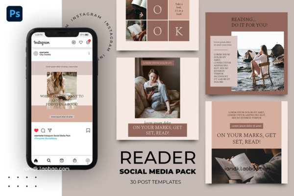 优雅INS风品牌推广新媒体电商海报设计素材 Reader Instagram