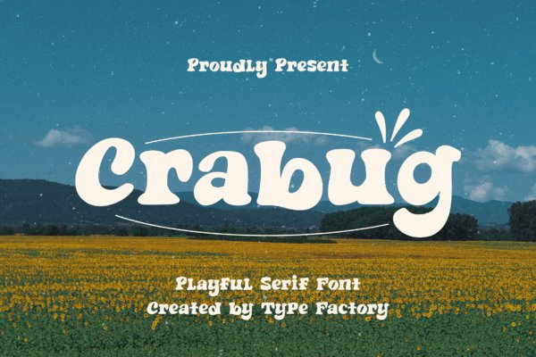 可爱卡通游戏电影标题设计衬线英文字体 Crabug – Playful Serif Font