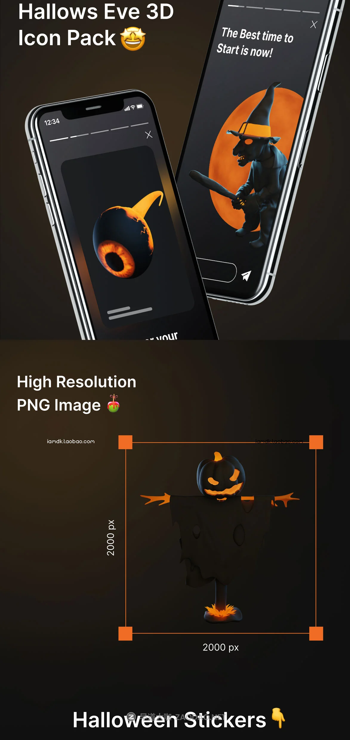 创意万圣节主题恐怖3D立体图标贴纸设计素材套装 Hallows Eve – Halloween 3D Icon & Sticker Pack插图9 创意万圣节主题恐怖3D立体图标贴纸设计素材套装 Hallows Eve – Halloween 3D Icon & Sticker Pack插图9