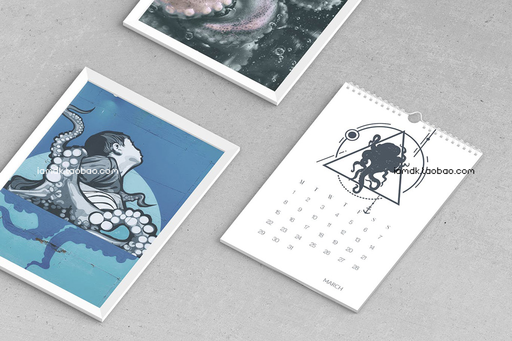 逼真日历挂历作品设计展示贴图样机素材 Wall Calendar Mockup插图4 逼真日历挂历作品设计展示贴图样机素材 Wall Calendar Mockup插图4