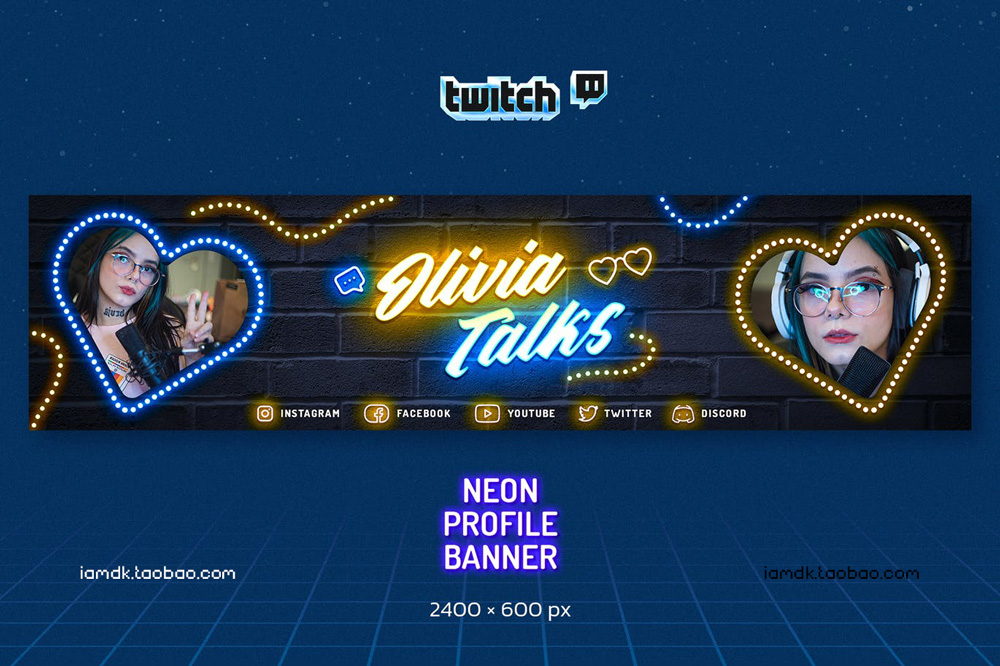 15套霓虹全息Twitch游戏直播聊天屏幕界面文本设计排版PSD分层模板源文件 Neon Holographic Twitch Gamer Kit插图51 15套霓虹全息Twitch游戏直播聊天屏幕界面文本设计排版PSD分层模板源文件 Neon Holographic Twitch Gamer Kit插图51