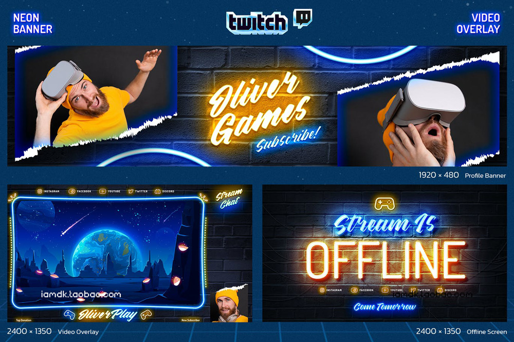 15套霓虹全息Twitch游戏直播聊天屏幕界面文本设计排版PSD分层模板源文件 Neon Holographic Twitch Gamer Kit插图54 15套霓虹全息Twitch游戏直播聊天屏幕界面文本设计排版PSD分层模板源文件 Neon Holographic Twitch Gamer Kit插图54