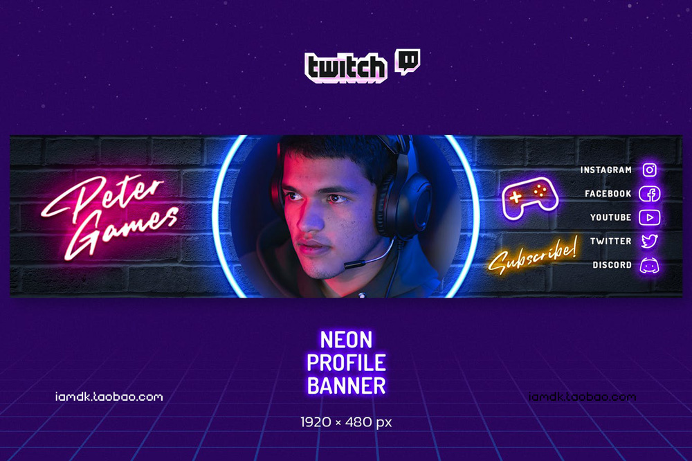 15套霓虹全息Twitch游戏直播聊天屏幕界面文本设计排版PSD分层模板源文件 Neon Holographic Twitch Gamer Kit插图66 15套霓虹全息Twitch游戏直播聊天屏幕界面文本设计排版PSD分层模板源文件 Neon Holographic Twitch Gamer Kit插图66