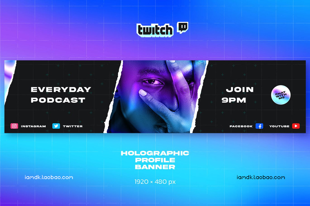 15套霓虹全息Twitch游戏直播聊天屏幕界面文本设计排版PSD分层模板源文件 Neon Holographic Twitch Gamer Kit插图69 15套霓虹全息Twitch游戏直播聊天屏幕界面文本设计排版PSD分层模板源文件 Neon Holographic Twitch Gamer Kit插图69