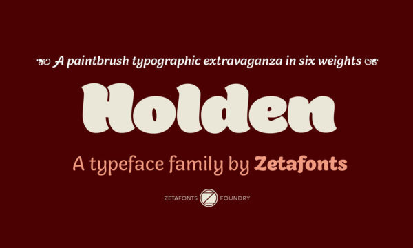 复古创意艺术杂志排版包装标题Logo设计圆角英文字体安装包 Holden Font Family