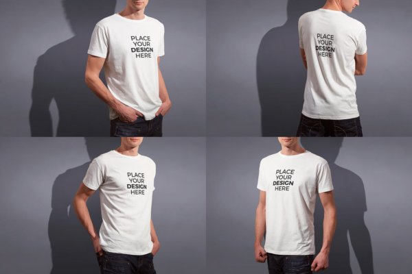 圆领男士半袖T恤印花设计贴图样机PSD模板源文件 Mens Crew Neck T-shirt Mock-up