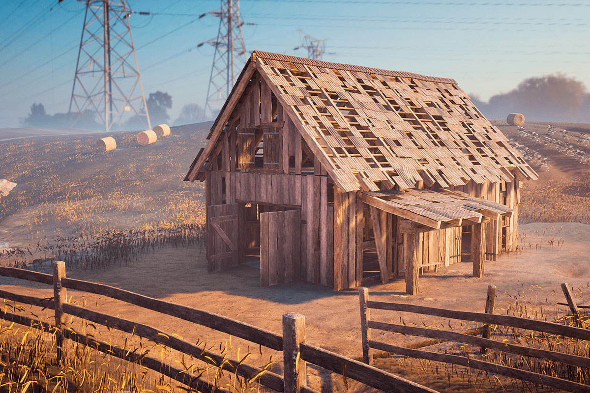 UE模型 复古中世纪木屋谷仓农场场景3D设计素材 Unreal Engine – Countryside Windmills & Barns插图