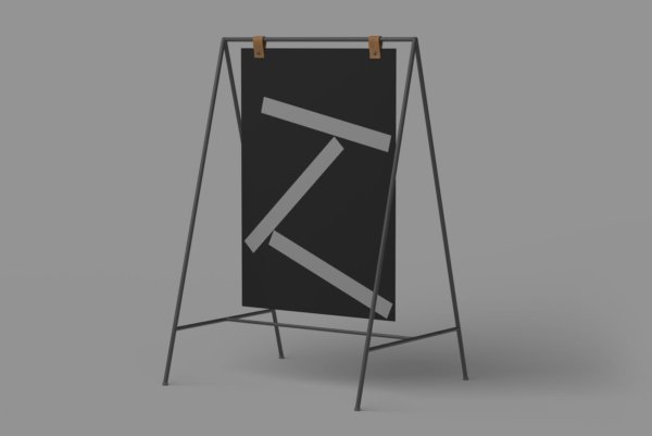 高品质调节架框架相框艺术品海报展示贴图样机 A-Frame Sign 01 Standard Mockup