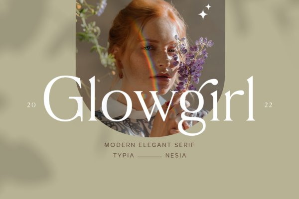 现代优雅杂志品牌标题设计衬线英文字体 Glowgirl – Modern Elegant Serif