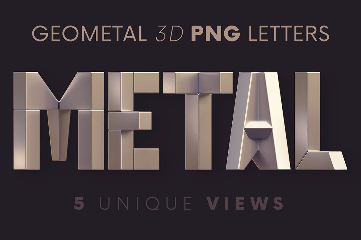 未来锐利几何金属3d立体英文字母数字png免扣图片素材geometal–3d