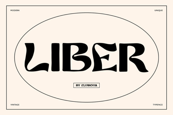 现代复古杂志海报徽标logo设计装饰性英文字体 Liber retro font