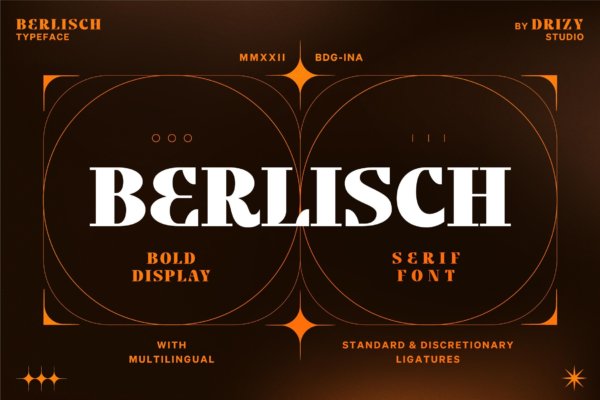 时尚杂志海报徽标logo设计衬线英文字体 Berlisch