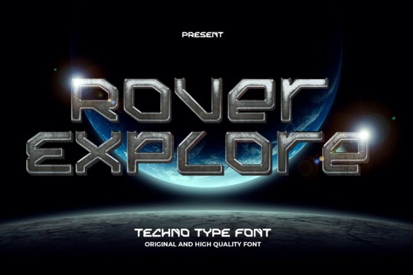 现代杂志海报标题设计无衬线英文字体 Rover Explore – Futuristic Font