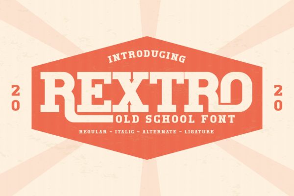 优雅海报品牌标识设计无衬线英文字体 Rextro Old School Font LS