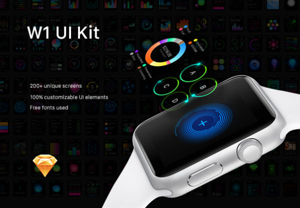 200多个Apple Watch应用程序界面设计UI套件素材 W1 UI Kit