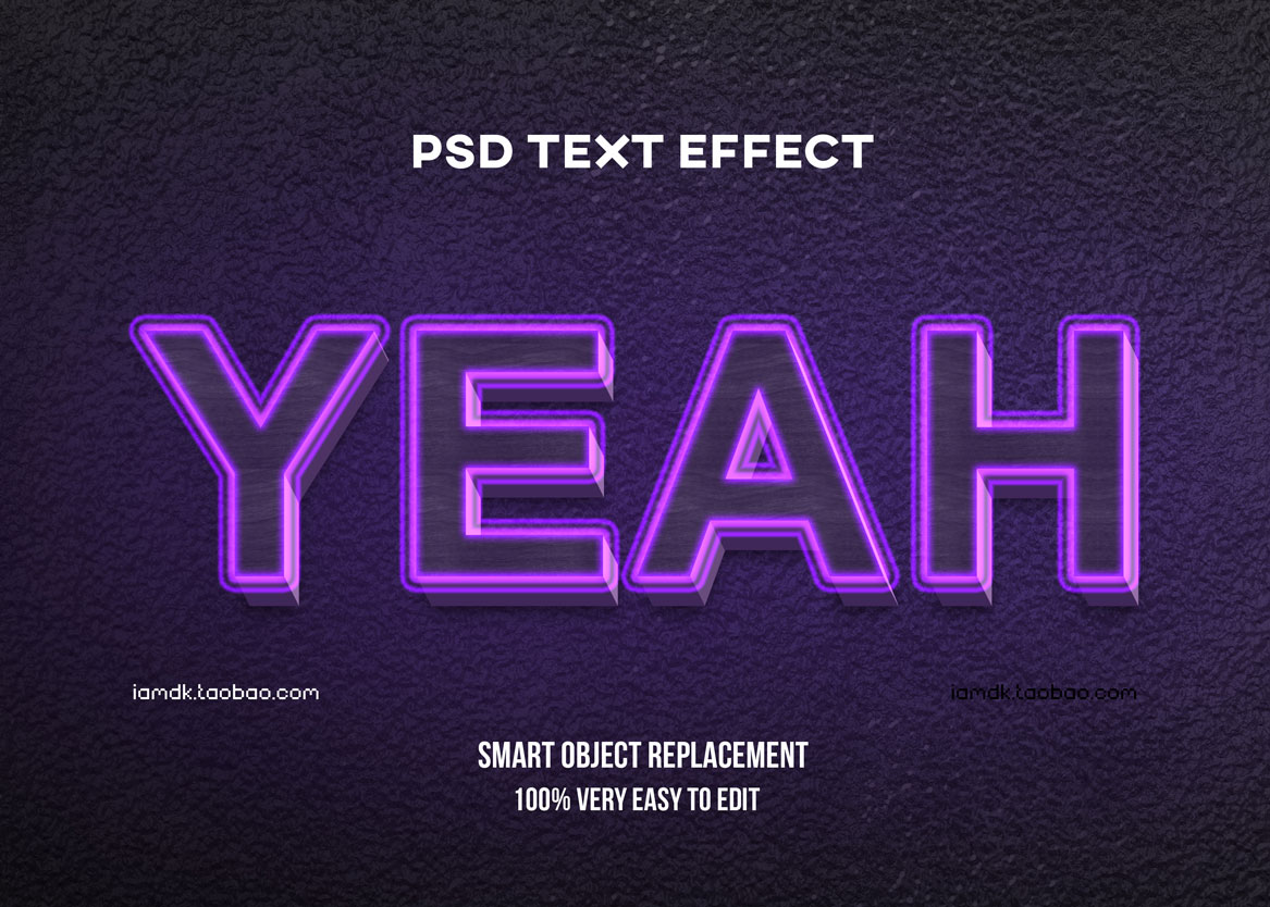 潮流霓虹3D效果标题Logo设计PS样机模板素材 Psd Text Effect Set Vol 24插图3